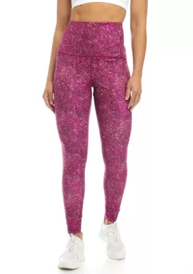 ZELOS Women's Printed Shine Leggings, Pink, XS | Belk