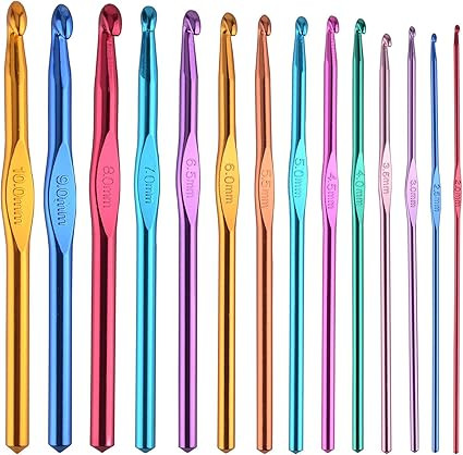 BCMRUN 14 pcs Multicolor Aluminum Crochet Hooks Knitting Needles Craft Yarn 2-10mm | Amazon (US)