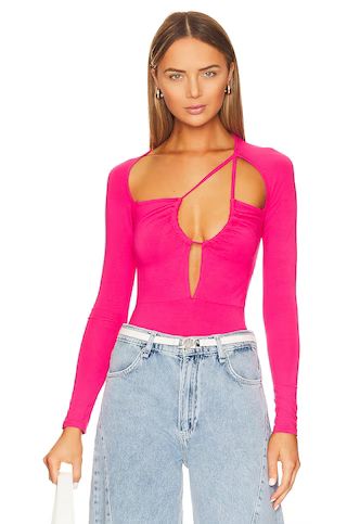 superdown Aranza Ruched Bodysuit in Pink from Revolve.com | Revolve Clothing (Global)