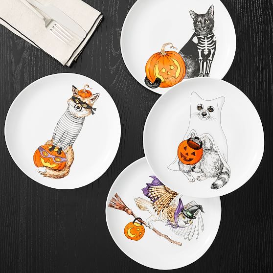Dapper Animals Halloween Plates, Set of 4, BOM | West Elm (US)