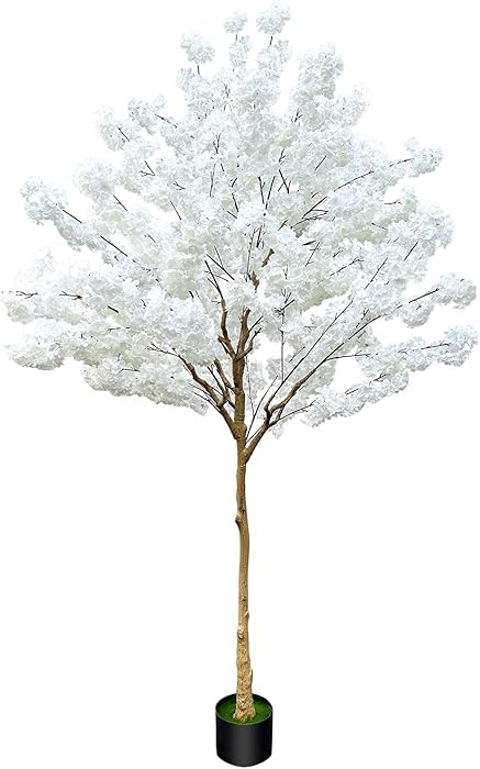Artificial Cherry Blossom Tree 8.5ft, White, Fake Cherry Tree for Wedding, Home, Office, Living R... | Amazon (US)