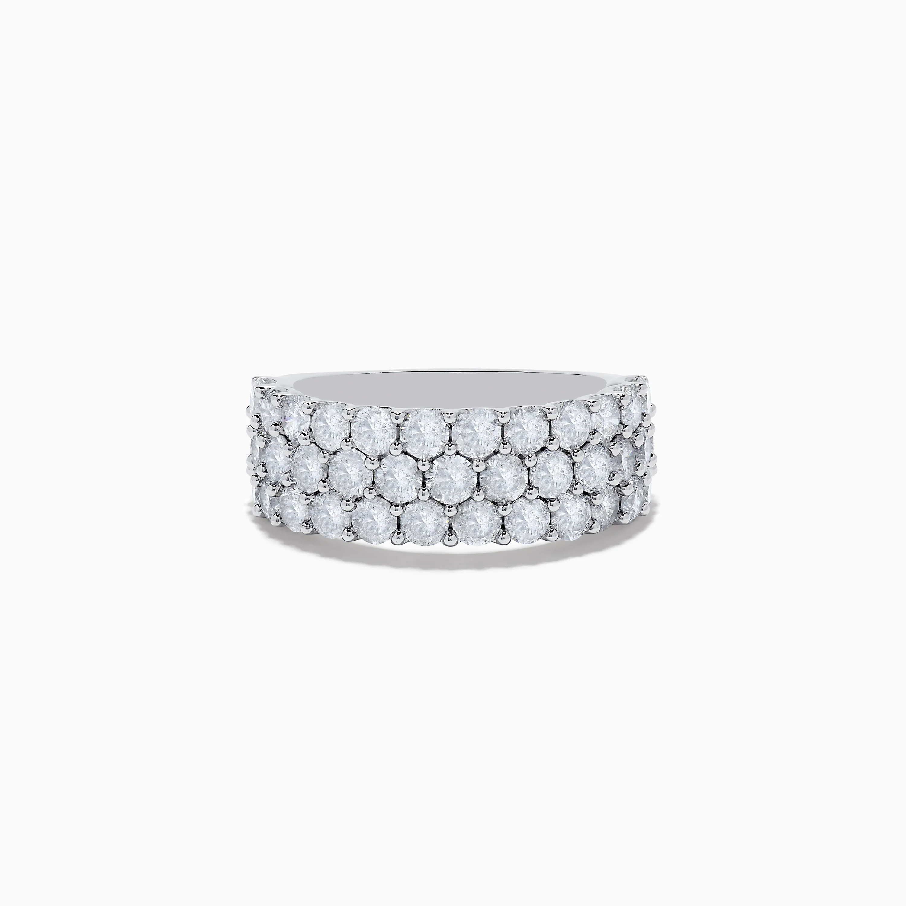 Pave Classica 14K White Gold Three Row Diamond Band 2.90 TCW | Effy Jewelry