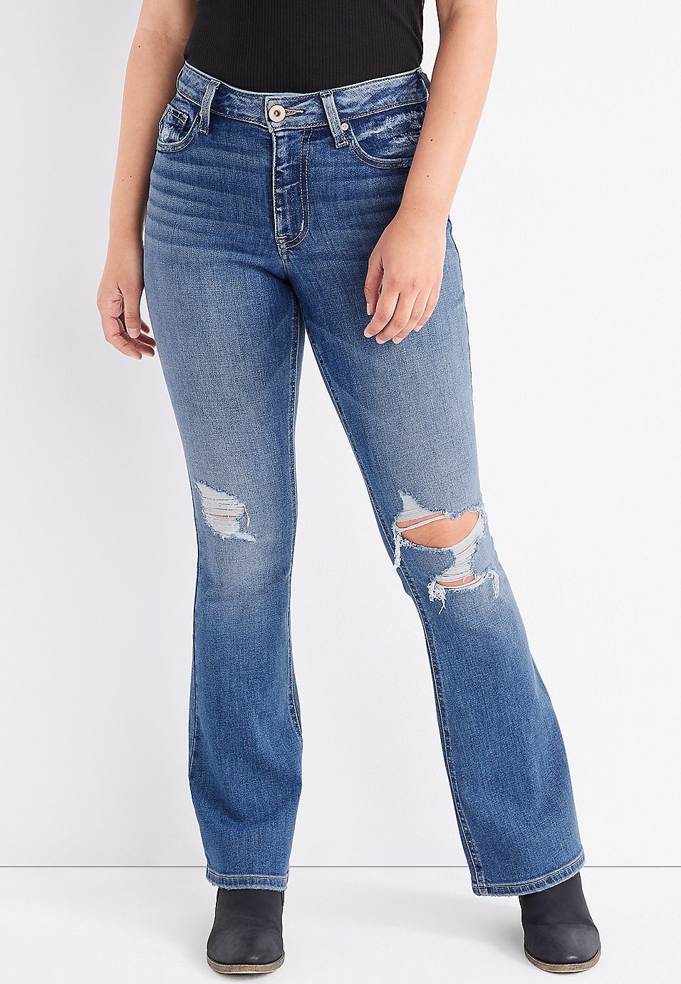 edgely™ Flare High Rise Ripped Jean | Maurices