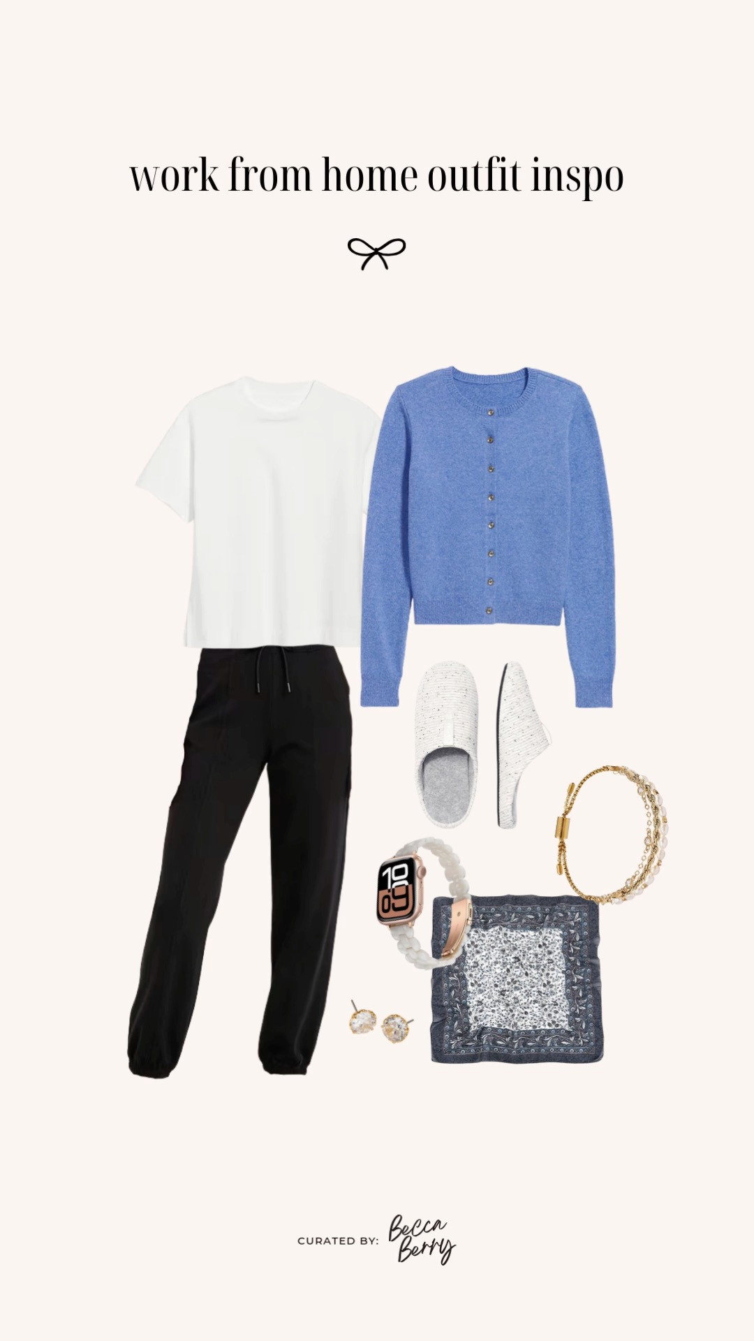A modern WFH outfit idea that feels effortless: soft blue cropped cardigan, white vintage tee, and black joggers. The cropped knit balances out the relaxed jogger silhouette, so you get comfort without losing shape.

Layer on your favorite pearls and a resin Apple Watch band, and finish with Bombas Nest slippers — they’re my current WFH MVP.

#LTKMidsize #LTKootd #LTKWorkwear