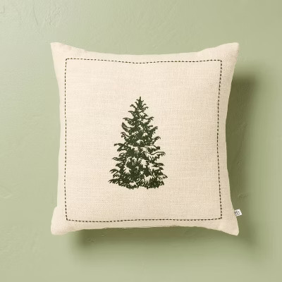 16"x16" Tree Embroidered Christmas Throw Pillow - Hearth & Hand™ with Magnolia | Target