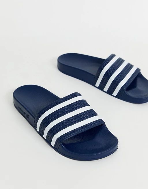 adidas Originals Adilette sliders in navy 288022 | ASOS UK