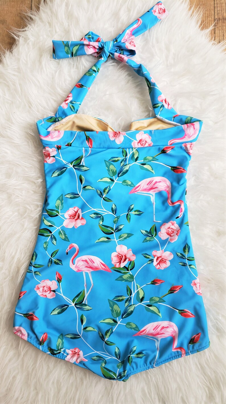 Spring Dream ~ Pink Flamingo & floral print one piece Womens swimsuit S - 2XL | Etsy (US)