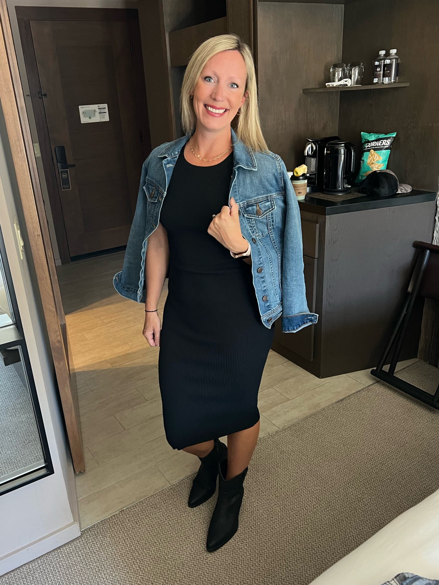 40th birthday outfit in Jackson, WY! This black dress is so versatile and timeless. Boots are on major sale currently and this jacket is something I wear ALL the time! Wearing a small in the dress and jacket. 

#LTKOver40 #LTKFindsUnder50