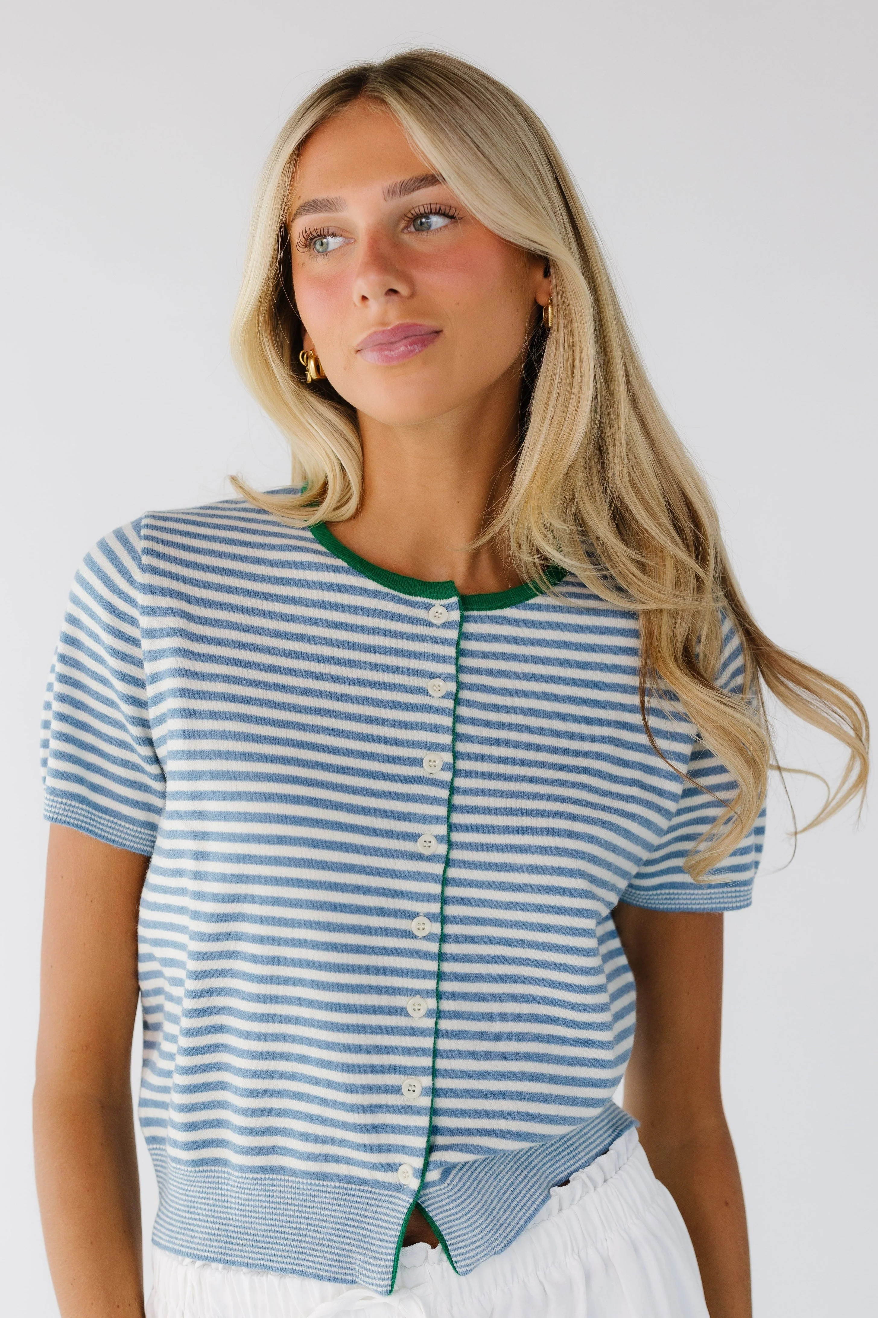 Modest Kassie Button Up Short Sleeve Sweater | Called To Surf