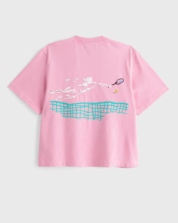 Premium Heavyweight 2.0 Prince Tennis Cropped Graphic Tee | Abercrombie & Fitch (US)