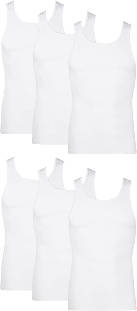 Hanes mens Ribbed Cotton Tank 6 Pack | Amazon (US)