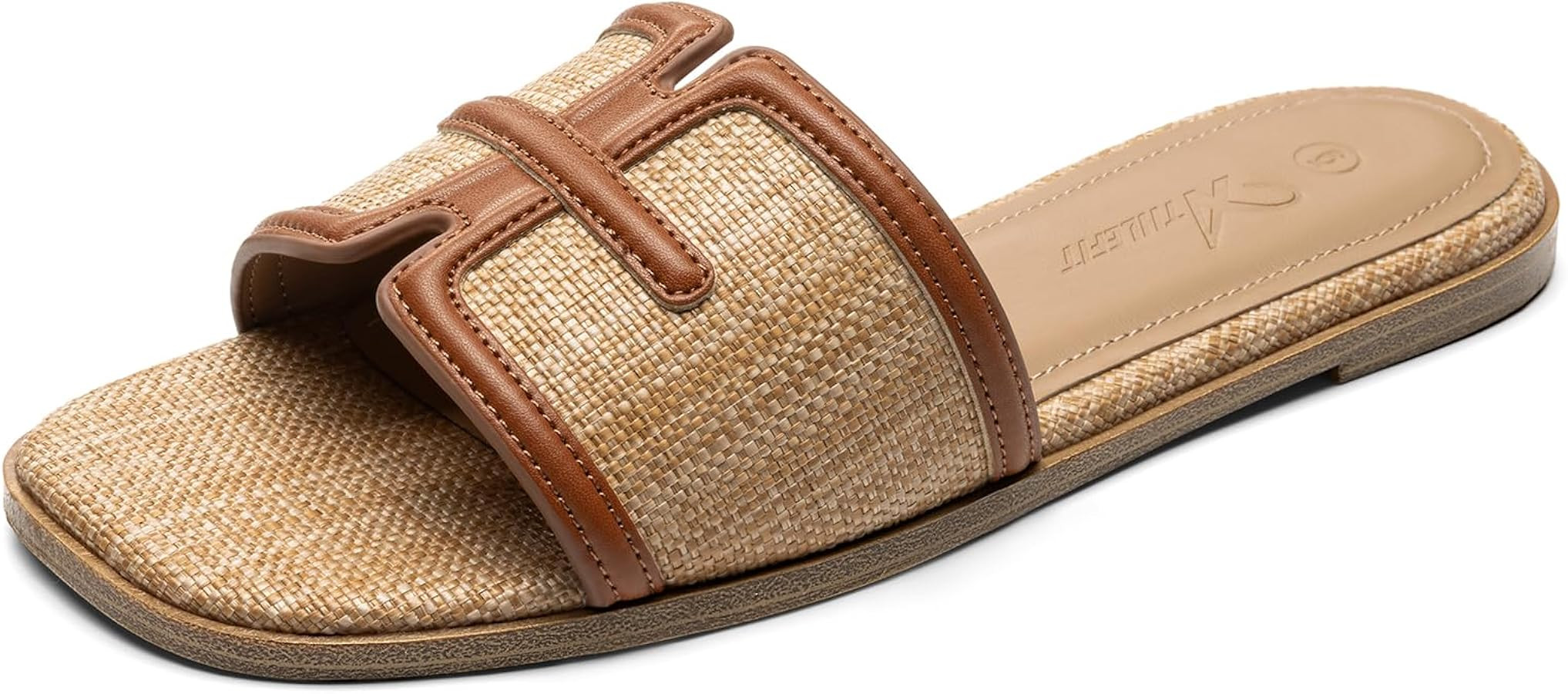 Athlefit Flat Sandals for Women Dressy Summer Square Open Toe Comfortable Slip On Beach Slide San... | Amazon (US)