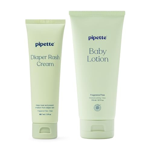 Pipette Fragrance Free Sensitive Skin Soothers Set, Pack of 2, Includes Fragrance Free Baby Lotion and Diaper Rash Cream, Baby Lotion for Newborn, Sensitive Skin, and Kids, Non-Toxic, Hypoallergenic | Amazon (US)
