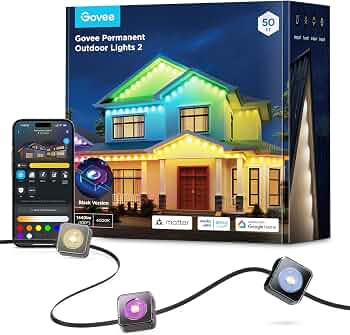 Govee Permanent Outdoor Lights 2, 50ft RGBIC Outdoor Lights with 36 LED Lights, IP67 Waterproof, ... | Amazon (US)