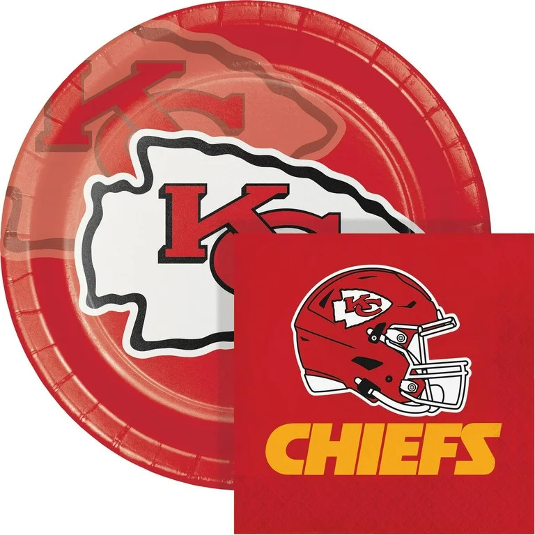 NFL Kansas City Chiefs 9" Paper Plate and 6.5" Napkin Party Kit 48 Count | Walmart (US)