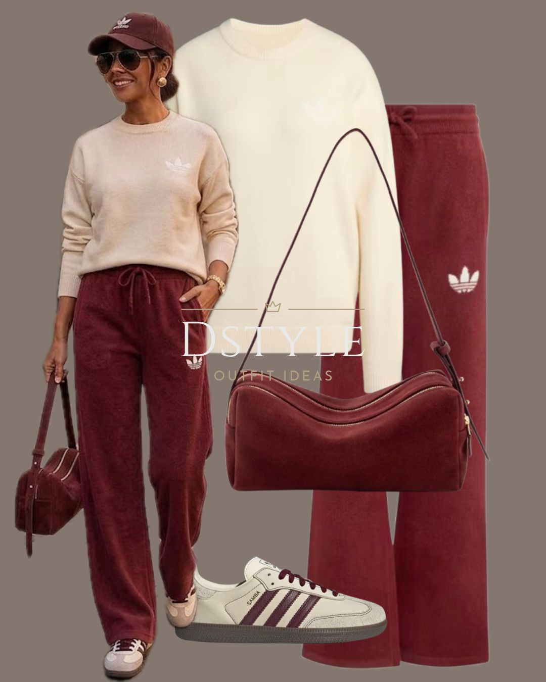 Rich tones for the season 🍷 Cream crewneck sweater paired with deep burgundy drawstring pants, matching suede bag, and Adidas Sambas. Tap to shop this easy everyday outfit!

 #burgundytrend #adidasSamba #casualoutfit #fallstyle #athleisure

#LTKootd #LTKmomlife #LTKTravel