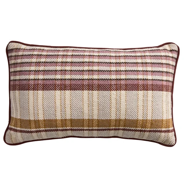 Better Homes & Gardens 14 x 24 Menswear Plaid Lumbar Decorative Pillow with Dark Piping Trim | Walmart (US)