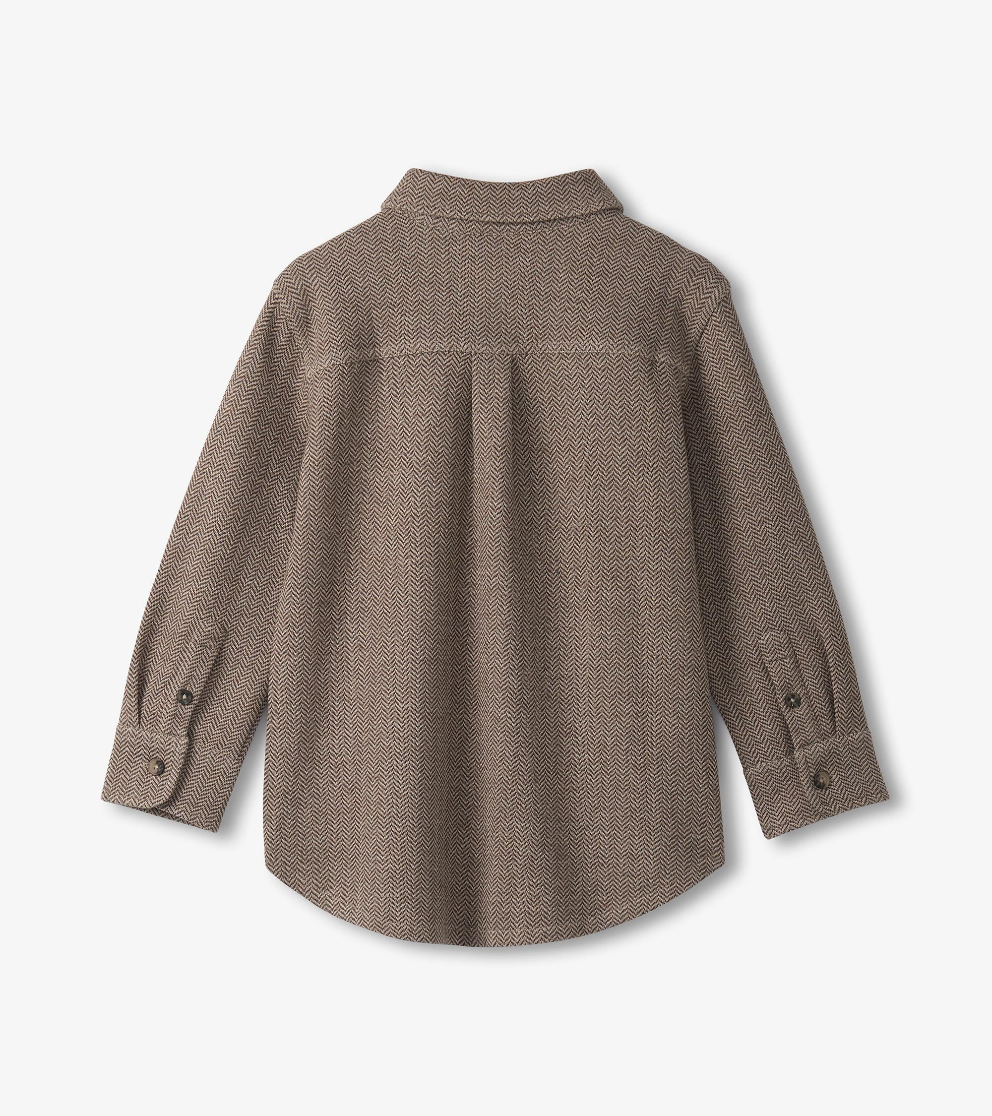 Boys Brown Sugar Herringbone Button Down Shirt | Hatley
