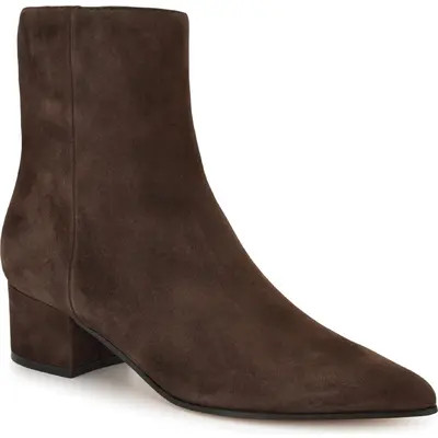Nine West Maribu Pointed Toe Bootie in Dark Brown Suede at Nordstrom, Size 8 | Nordstrom