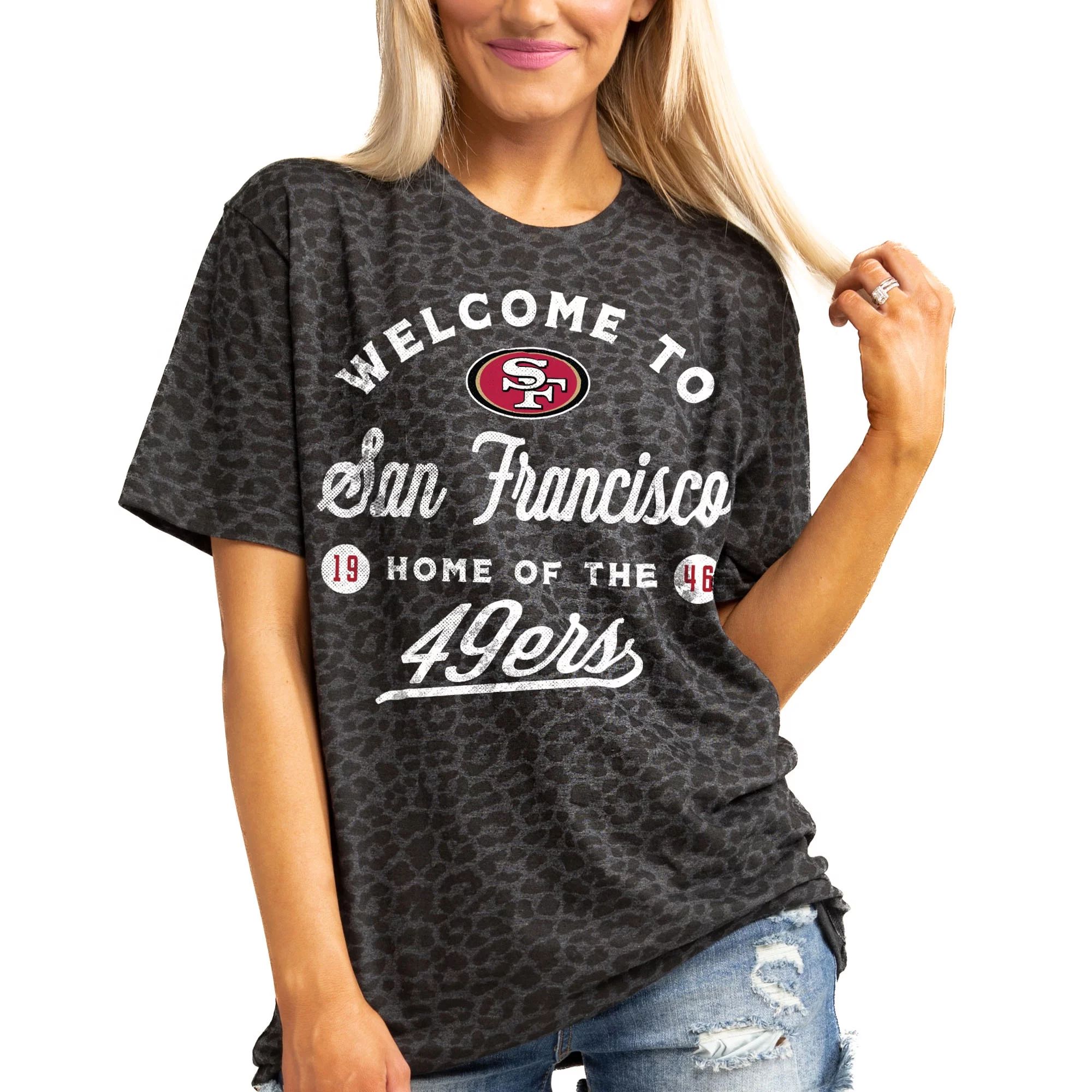 Women's Gameday Couture  Charcoal San Francisco 49ers Wildcat Blitz Tonal Leopard T-Shirt - Walma... | Walmart (US)