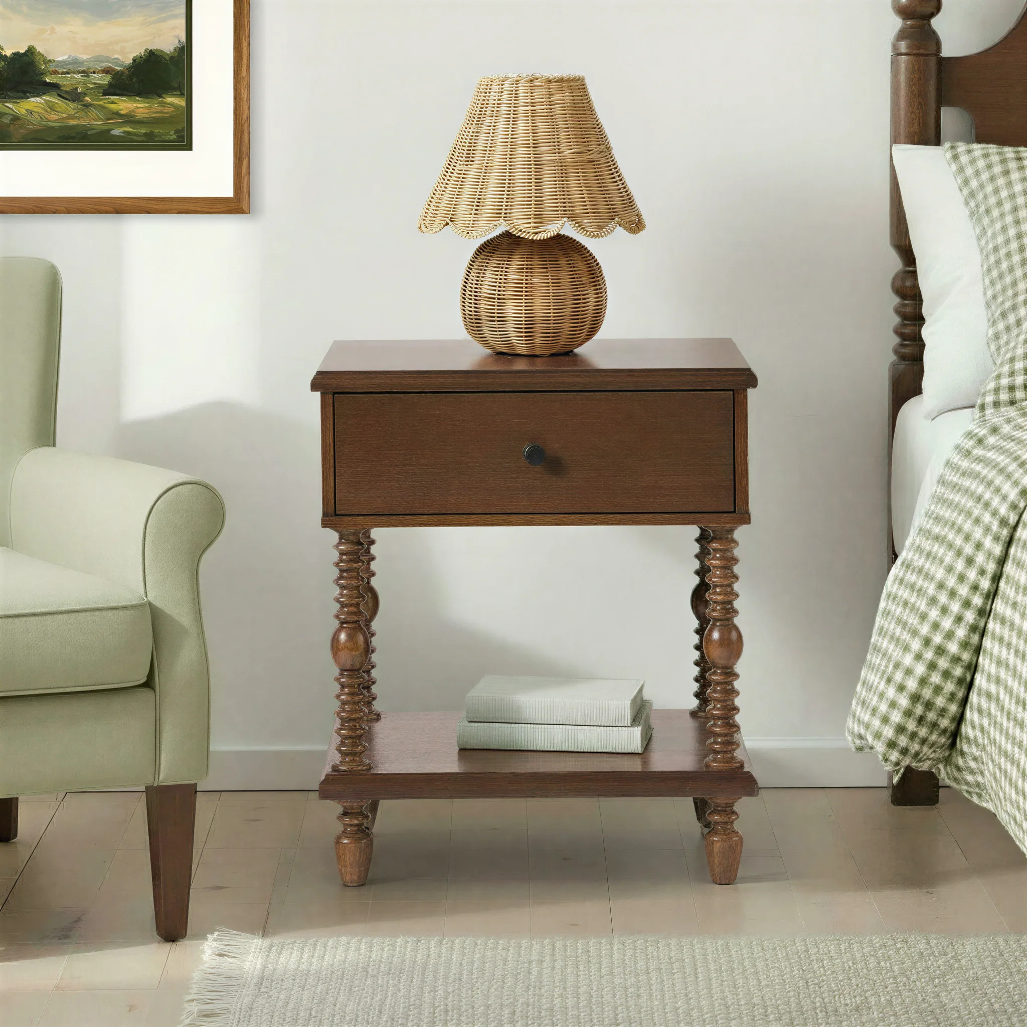 Vivienne Easy Assembly Solid Wood Spindle 1-Drawer Nightstand | Wayfair North America