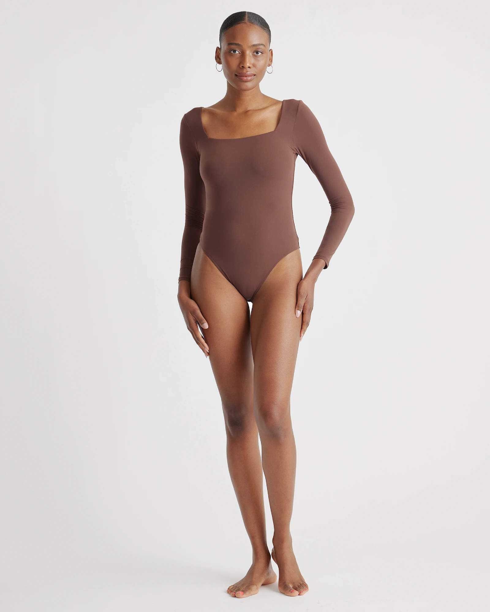 Second Skin Square Neck Long Sleeve Bodysuit | Quince