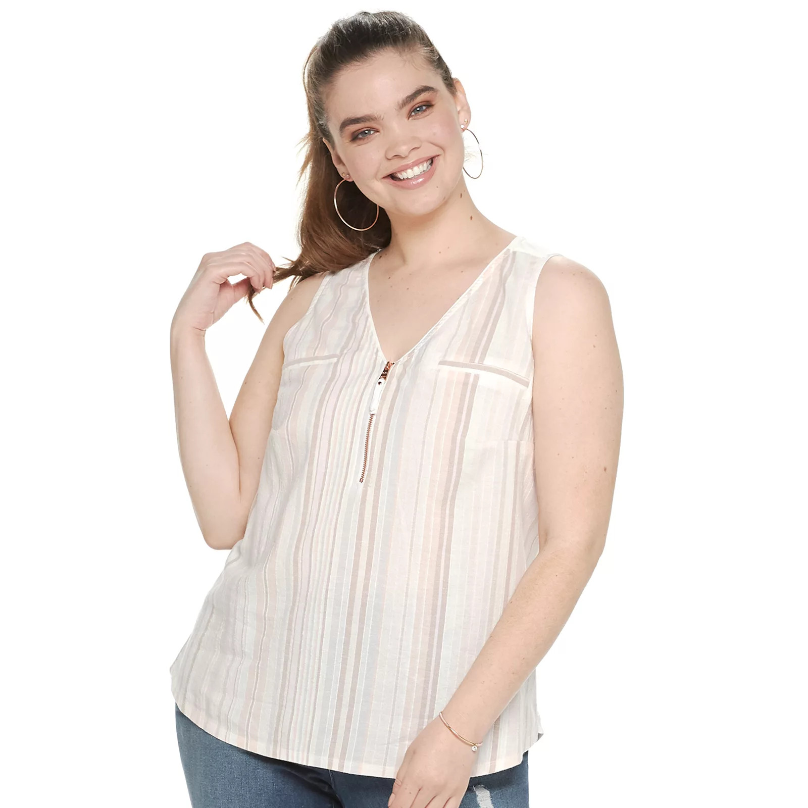 Plus Candie's Zip Front Tank Top, Girl's, Size: 3XL, Light Pink | Kohl's