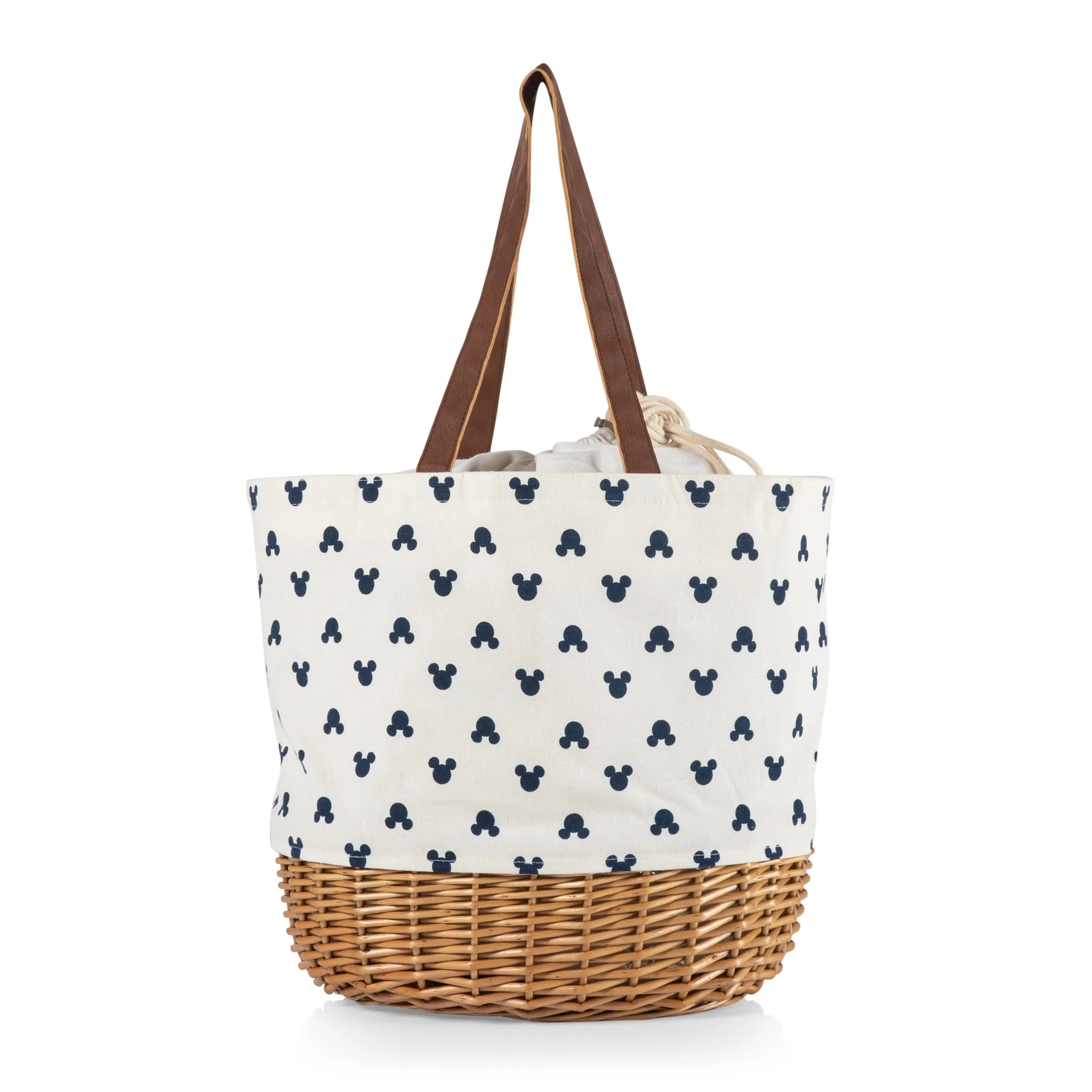 Picnic Time - Mickey Silhouette Coronado Canvas and Willow Basket Tote | Walmart (US)