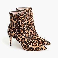 Pointed stiletto ankle boots in leopard calf hair | J.Crew US