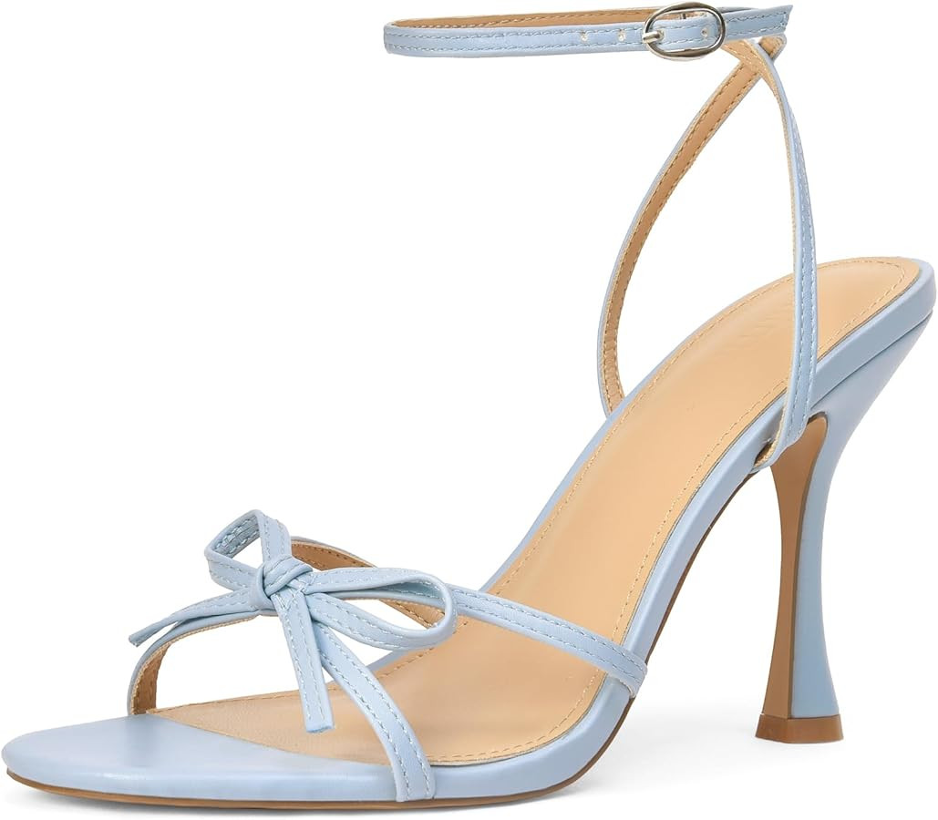 iiimmu Women's Bow Heels 4 IN Stiletto Heeled Sandals for Women Round Open Toe Sandals Elegant Su... | Amazon (US)
