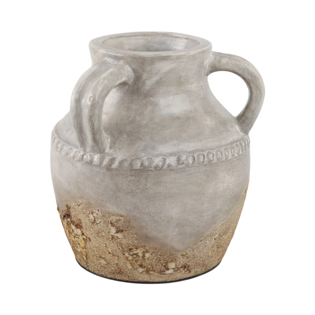 Decorative Pottery Terracotta Vase with Rustic Textured Design and Double Handles, Stylish Contem... | Wayfair North America