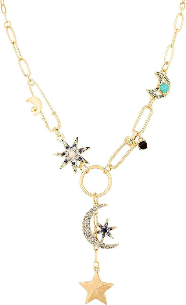 Sacina Boho Gold-Tone Moon and Star Necklace, Star Jewelry, Gold-tone Charm Boho Necklace, Christ... | Amazon (US)