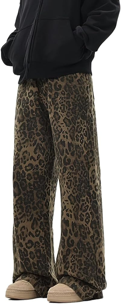 Leopard Print Jeans Cheetah Print Pants Y2k Baggy Jeans Wide-Leg Washed Y2k Pants High Waisted Ca... | Amazon (US)