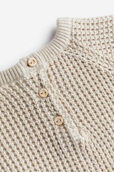 Waffle-knit Cotton Sweater - Light taupe - Kids | H&M US | H&M (US + CA)