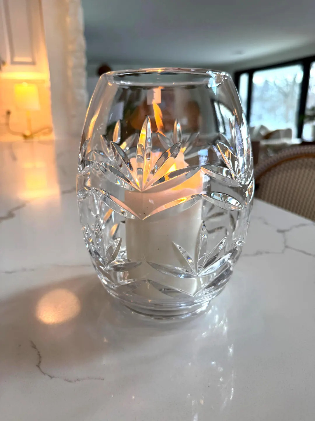 Vintage Cut Crystal Hurricane Candle Holder – Starburst Pattern Centerpiece | Etsy (US)