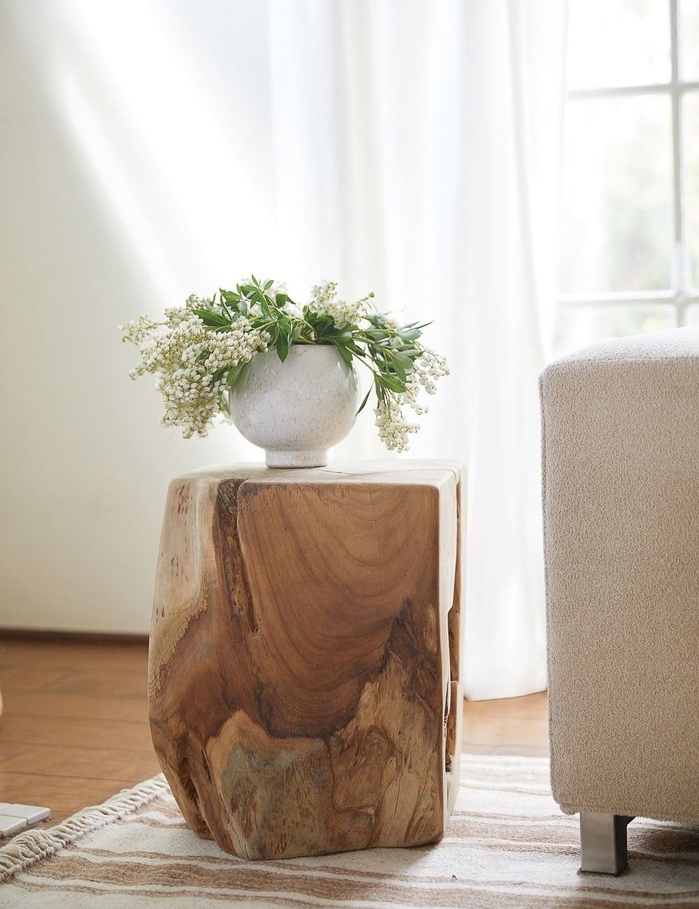 Natural Teak End Table, End Table, Rustic Home, Modern Home, Wood End Table, Home Decor, Neutral  | Lulu and Georgia 