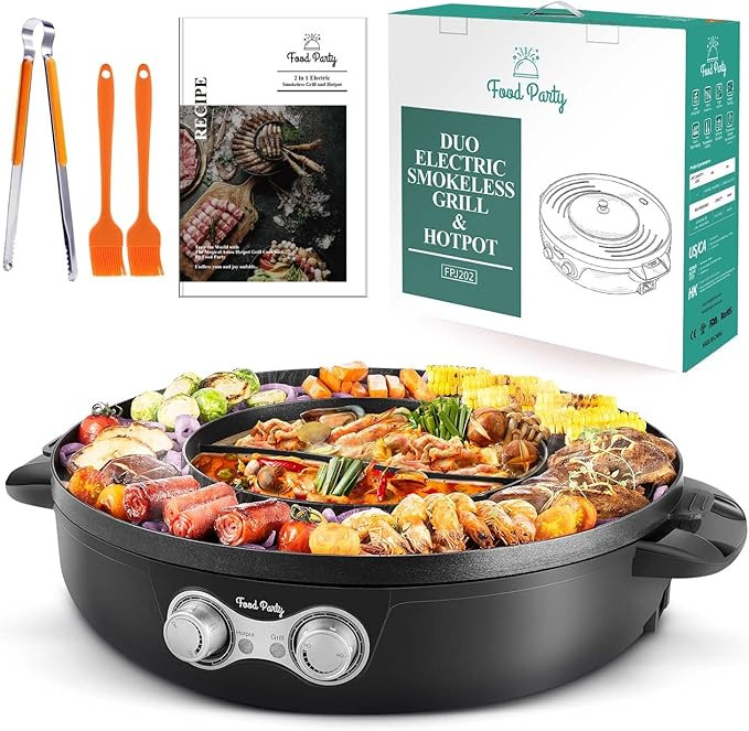 DUO Electric Smokeless Grill and Hot Pot, With Separable Cooking Plate, Deluxe Combo of 1 Recipe ... | Amazon (US)