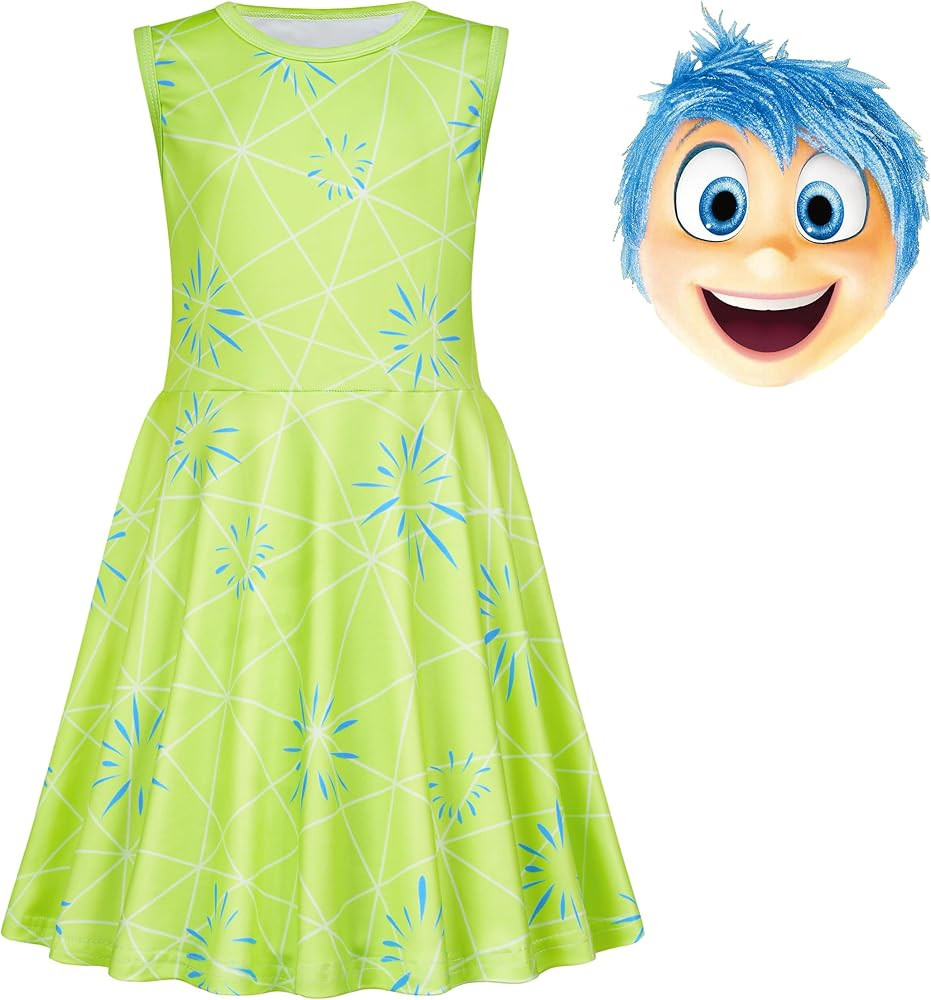 Girls Joy Costume Dress with Mask Movie Outfits Dress Up Halloween Party | Amazon (US)