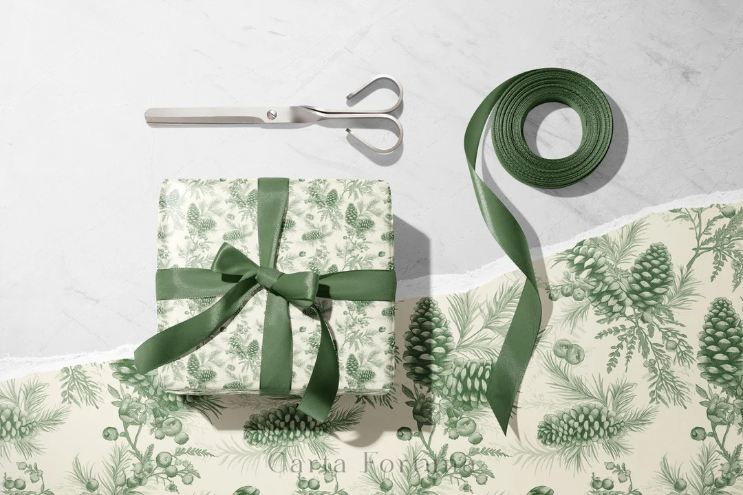 Chinoiserie Paper Forest Pines Toile Vintage Christmas - Etsy | Etsy (US)