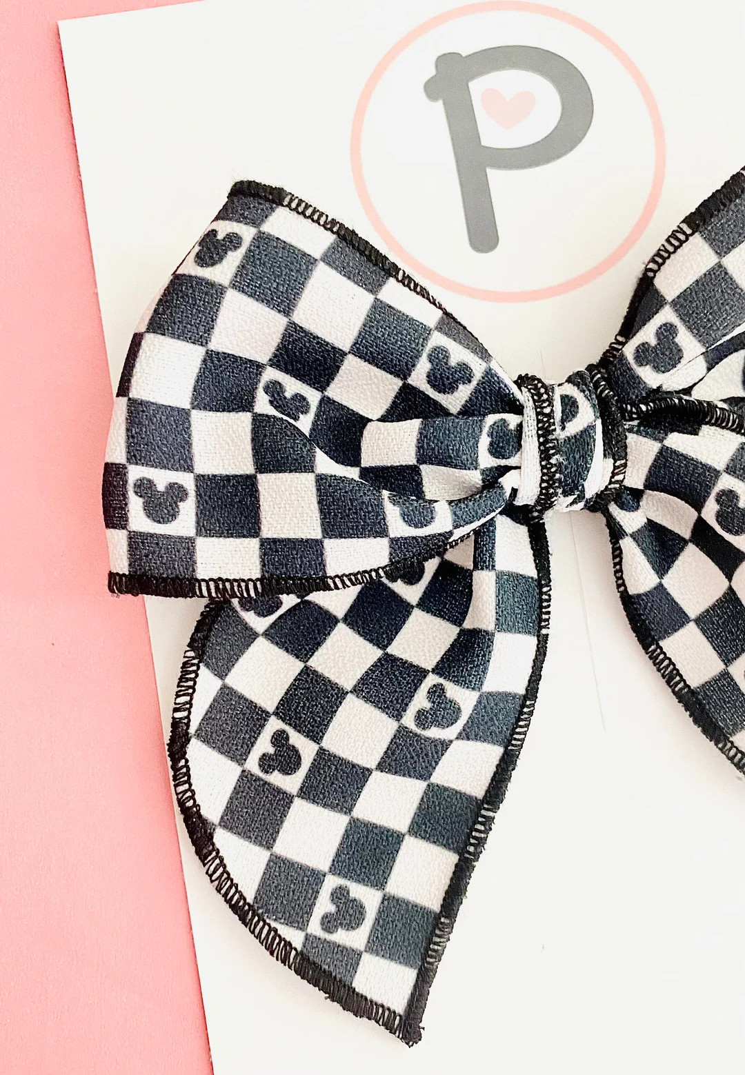 Black and White Mickey Checkers Pattern / Hair Bows / Bows - Etsy | Etsy (US)