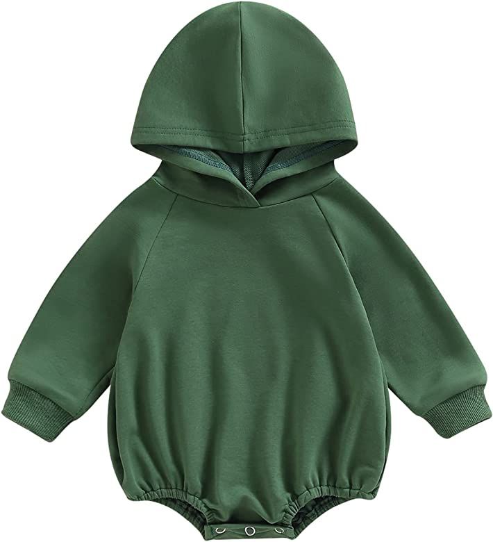 Thorn Tree Newborn Baby Boy Hooded Sweatshirt Long Sleeve Solid Romper Infant Baby Fall Winter Onesi | Amazon (US)