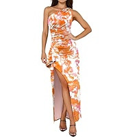 Prinbara Womens One Shoulder Floral Bodycon Maxi Dress 2026 Summer High Split Cocktail Formal Wed... | Amazon (US)
