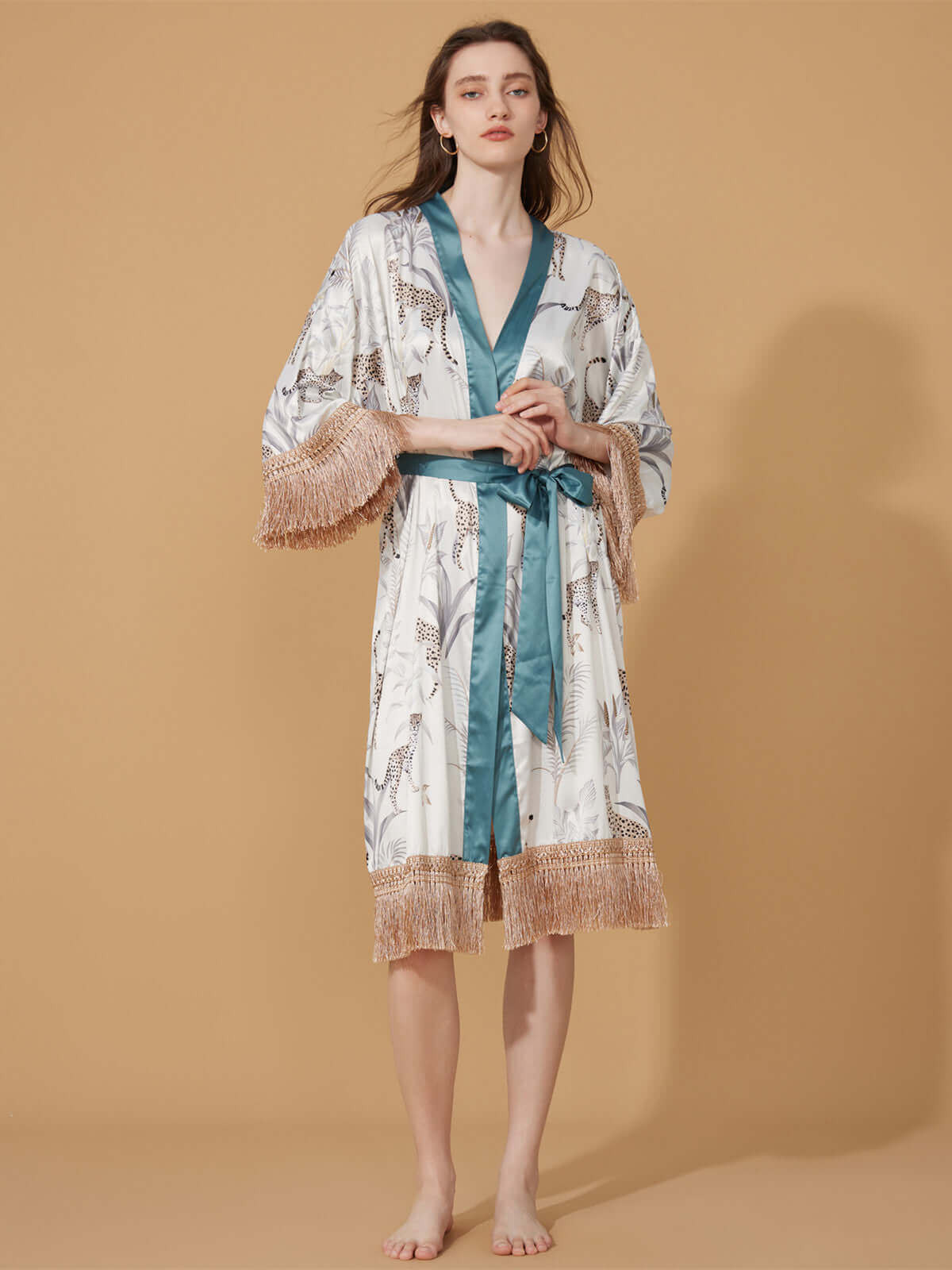 Tassels Leopard Kimono Robe | ulivary