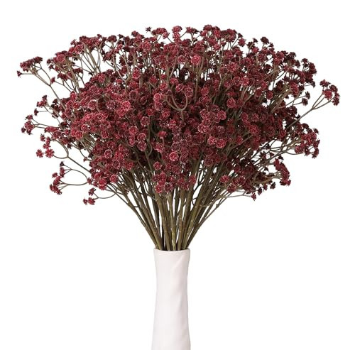 Duovlo 10PCS Fall Gypsophila Floral Artificial Babies Breath Flowers Bulk Real Touch Flowers for DIY Home Kitchen Bathroom Garden Wedding Party Decoration(Autumn Burgundy) | Amazon (US)