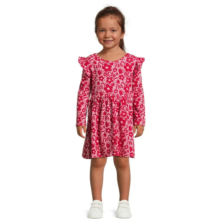 Wonder Nation Valentine’s Day Toddler Girl Long Sleeve Knit Dress, Sizes 12M-5T - Walmart.com | Walmart (US)