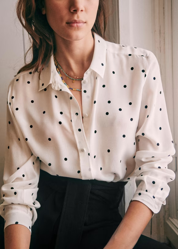 Ann Shirt - Ecru polka dots - Cotton - Sézane | Sezane Paris