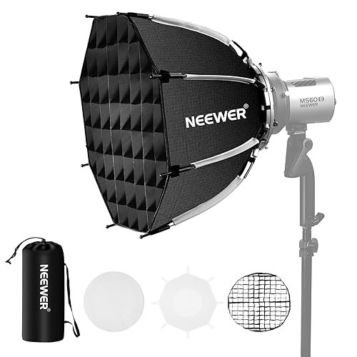 NEEWER 17.7"/45cm Octagonal Softbox Bowens Mount, Quick Folding Quick Set Up with Diffusers/Honeycomb Grid/Bag for Q4 RGB CB60 MS60B MS60C MS150B Compatible with Godox Aputure Video Studio Light, NS1P | Amazon (US)