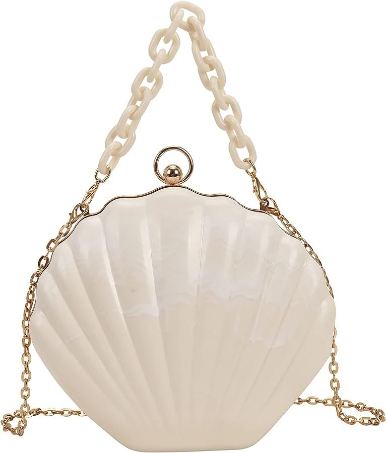Women Mini Seashell Evening Clutch Top-Handle Bag Chain Strap Cross-body Shoulder Bag | Amazon (US)
