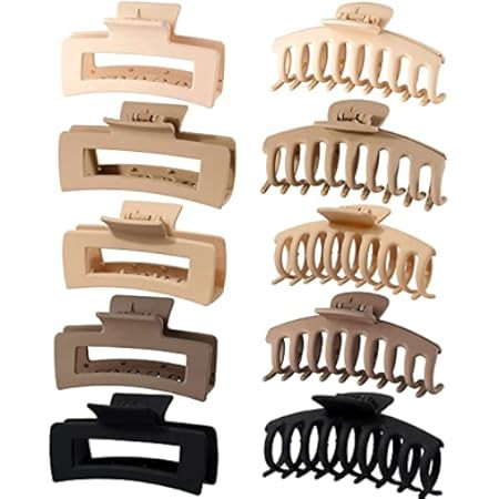 8 Pack 4.3 Inch Large Hair Claw Clips for Women Thin Thick Curly Hair , Big Matte Banana Clips,90... | Amazon (US)