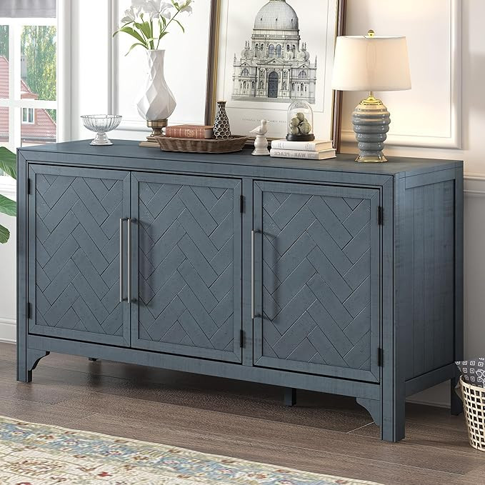 Ball & Cast 60" Farmhouse 3-Doors Storage Sideboard Buffet Cabinet w/Adjustable Shelves & Pattern... | Amazon (US)